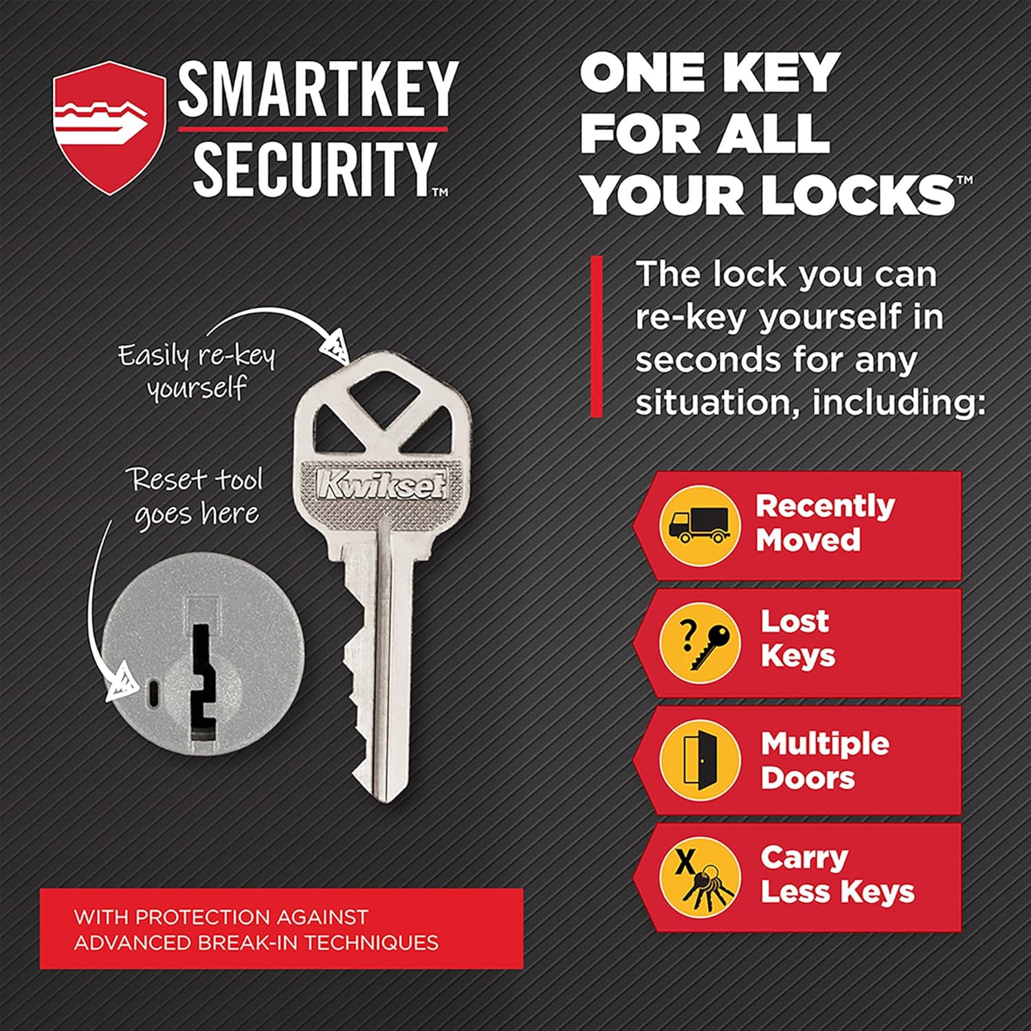 Kwikset Halifax Entry Door Handle with Lock and Key, Secure Keyed Reversible Lever Exterior, For Front Entrance and Bedrooms, Matte Black, Pick Resistant Smartkey Rekey Security and Microban - Image 3