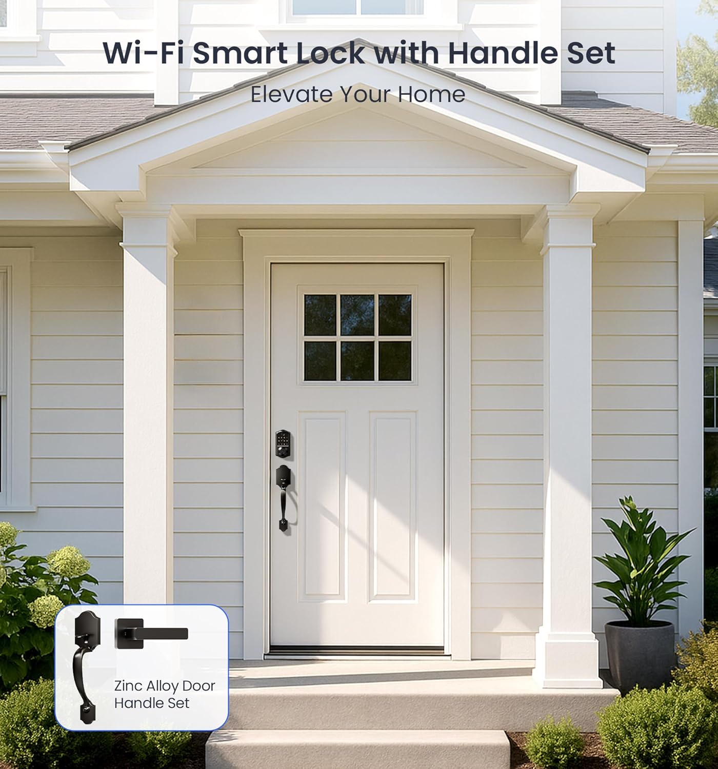 Veise VE017G-H Wi-Fi Smart Fingerprint Front Door Lock Set, Remote App Control, Keyless Entry Deadbolt with Handle, Backlit Keypad, IP55 Weatherproof, Auto Lock, Easy to Install, Matte Black - Image 8
