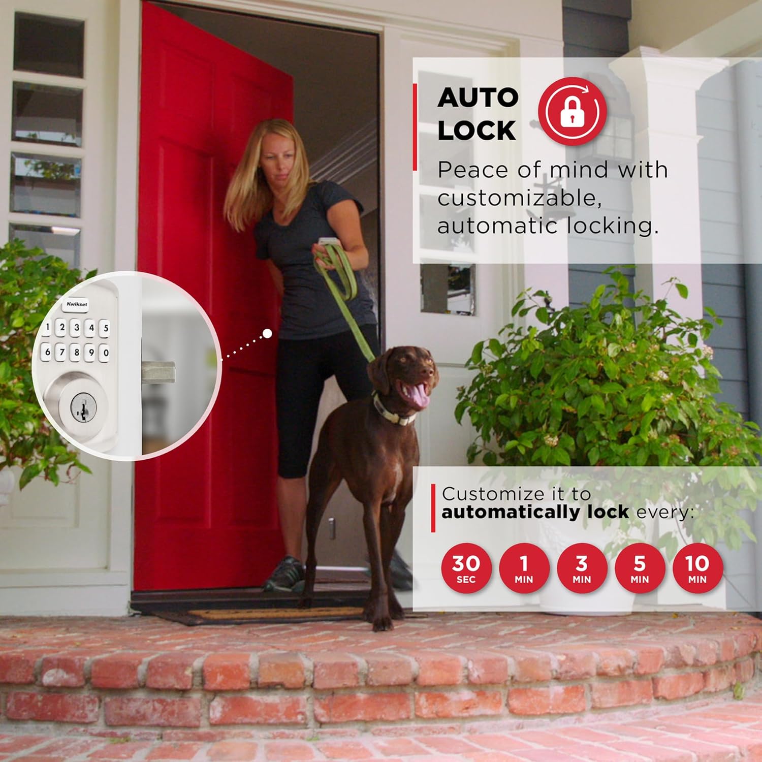 Kwikset Powerbolt 250 10-Button Keypad Satin Nickel Transitional Electronic Deadbolt Door Lock, Featuring Convenient Keyless Entry, Customizable User Codes, and Auto-Locking - Image 5