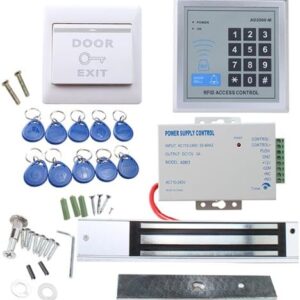 AGPTEK RFID Door Access Control System Kit 280kg Electric Magnetic Lock | 620LB Holding Force, 110-240V AC to 12VDC 3A 36W Power, Keypad & 10 Key Fobs, Exit Button, Home Office Use, Easy Installation